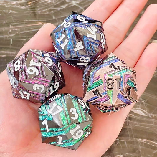 Metal D20 33mm Striped Dice Game Accessories