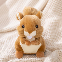 Realistic Plush Squirrel Soft Brown Fur & Patches Fluffy Tailed Stuffed Animal