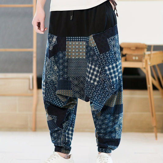 Men's Retro Ethnic Pattern Graphic Print Ankle Harem Pants