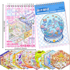 56pcs 3D Life Stickers DIY House Decals Self Adhesive Scenes for Scrapbook