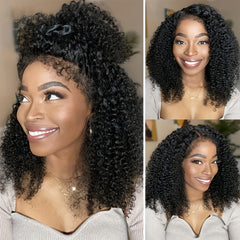 Glueless Kinky Curly Lace Front Wig Human Hair 180 Density