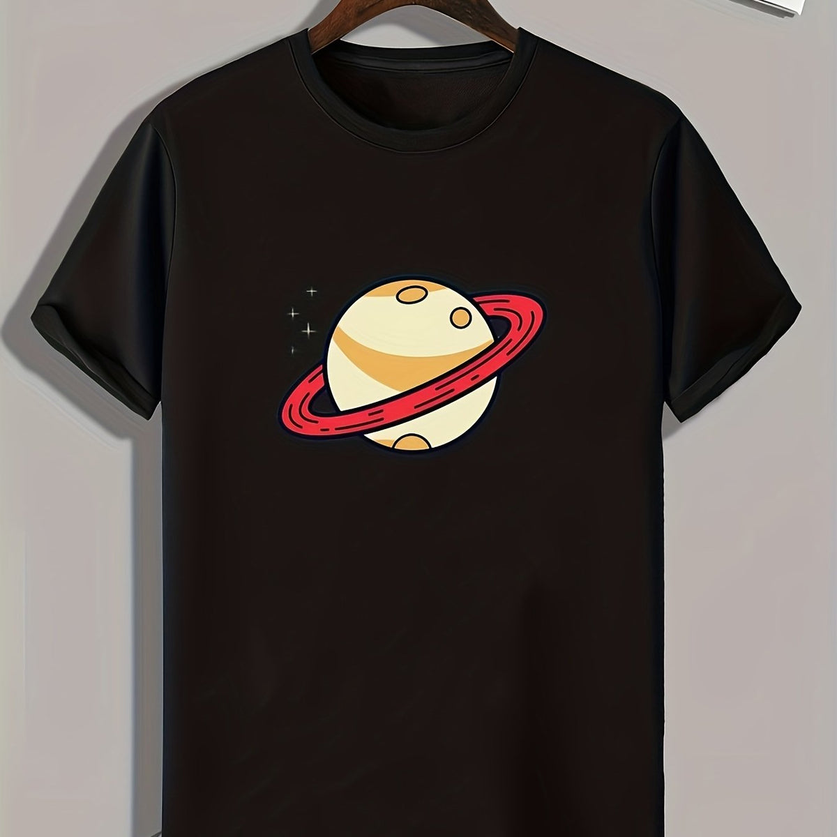 Planet Pattern Print Men's Comfy Sports T-shirt