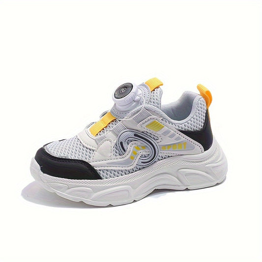 Boy's Mesh Breathable Chunky Shoes With Rotating Buckle Soft Sole Sneakers