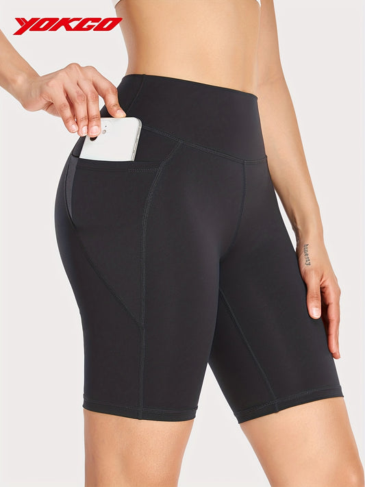 Women's Solid Sport Shorts Elastic Leggings Gym Training