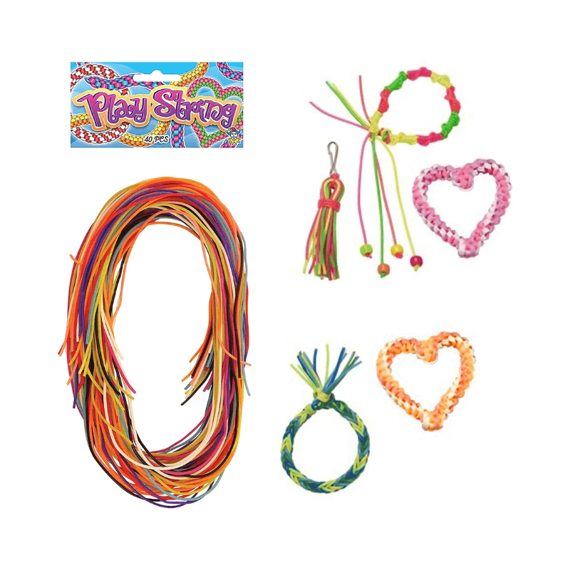 40 Coloured Scoobies Play String for Crafts and Friendship Bracelets