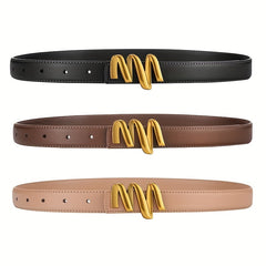 Geometric Buckle Belt Solid Vintage Causal Belt