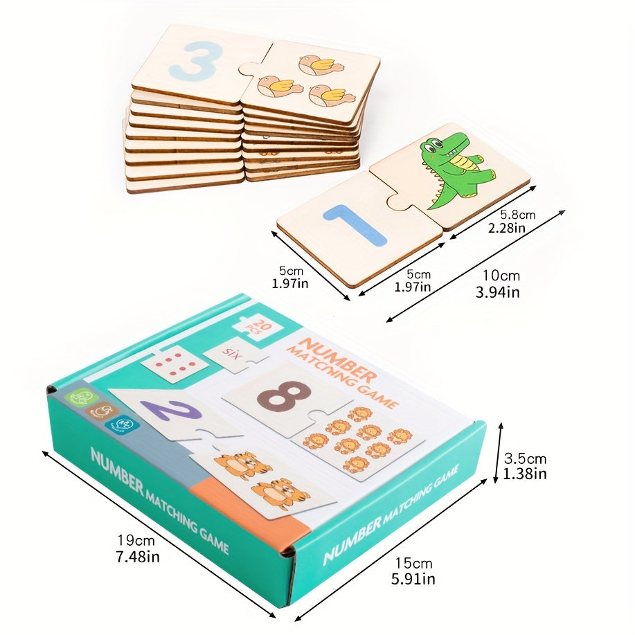 Wooden Number Matching Puzzle Early Learning Toy for Toddlers