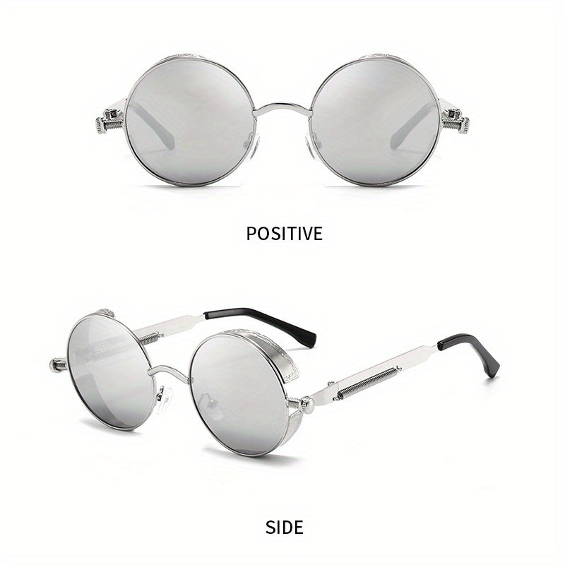 Y2K Steampunk Round Mirrored Sunglasses UV400