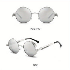Y2K Steampunk Round Mirrored Sunglasses UV400