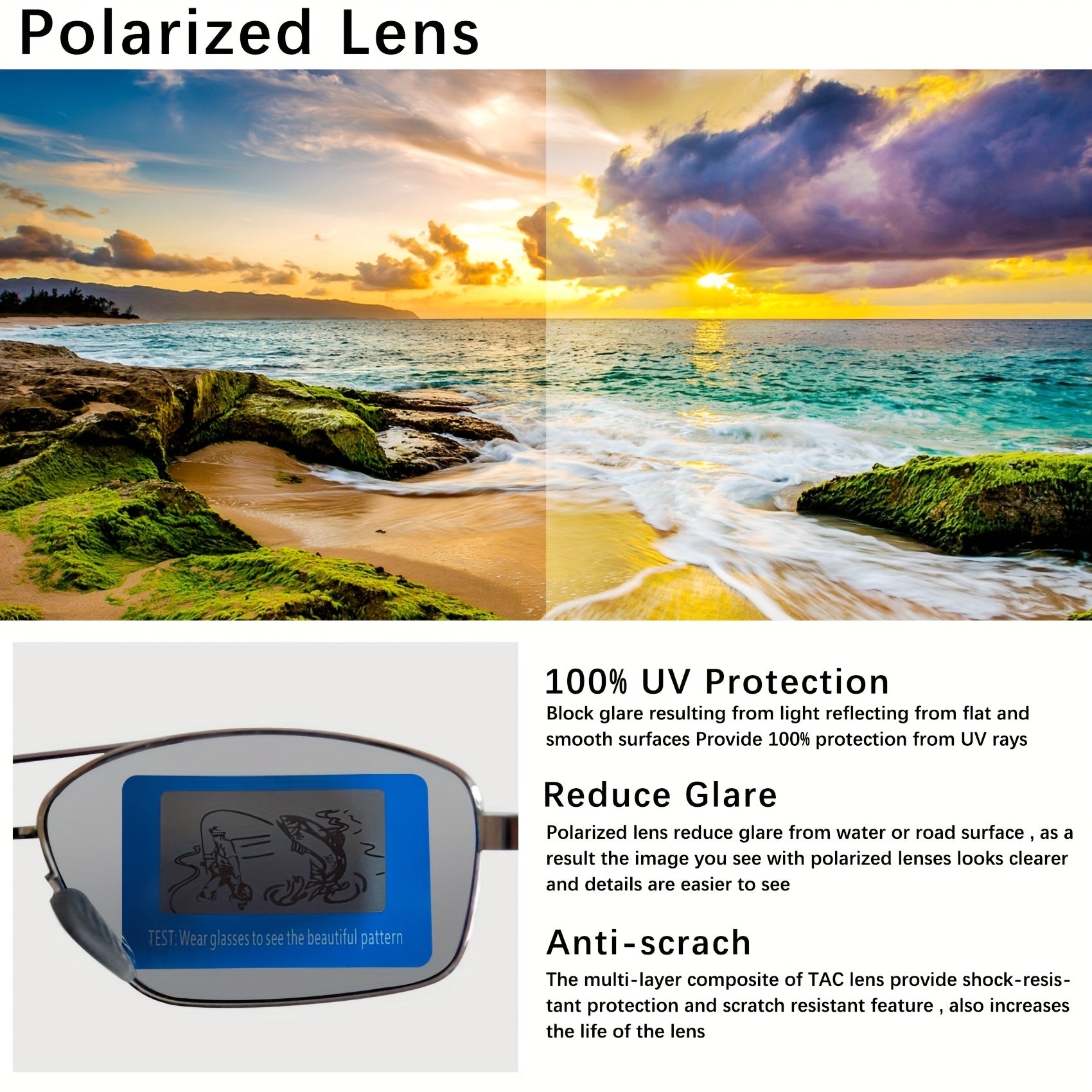 Polarized Sports Sunglasses Metal Frame UV Protection Summer Sunglasses