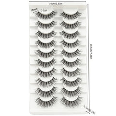 10 Pairs Natural Cross Volume False Eyelashes D Curling