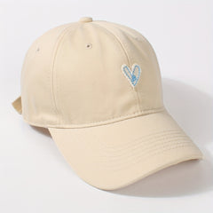 Heart Patch Couple Baseball Cap Solid Adjustable Sun Hat