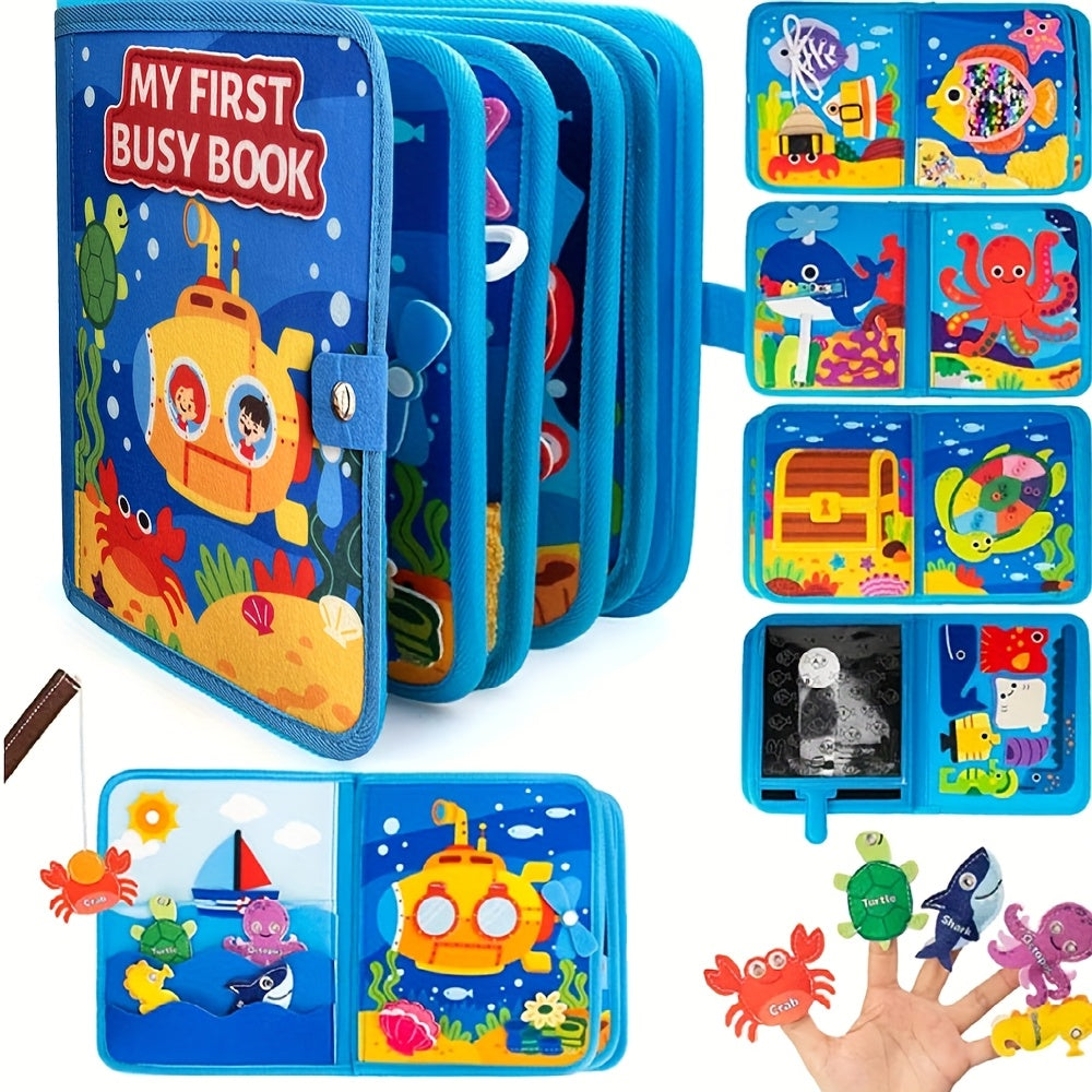Ocean Busy Book Educational Sensory Toy with Animals Letters & Numbers