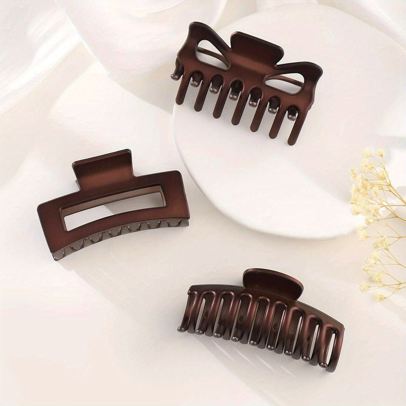 3pcs Hollow Hair Claw Nonslip Ponytail Holder