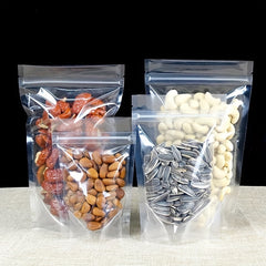 50pcs Clear Stand Up Bags With Zipper for Food Storage Dried Fruit Snack Nut Tea