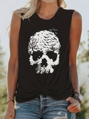 Skull Print Tank Top Sleeveless Casual Top For Summer