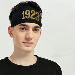 Men's Sports Headband Vintage 1923 Golden Number Breathable Workout Headband