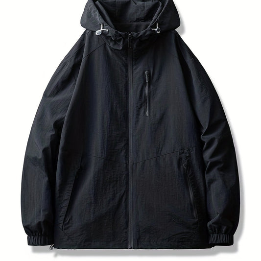 Men's Lightweight Hooded Windbreaker Jacket Zip Up Coat