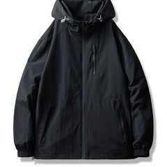 Men's Lightweight Hooded Windbreaker Jacket Zip Up Coat