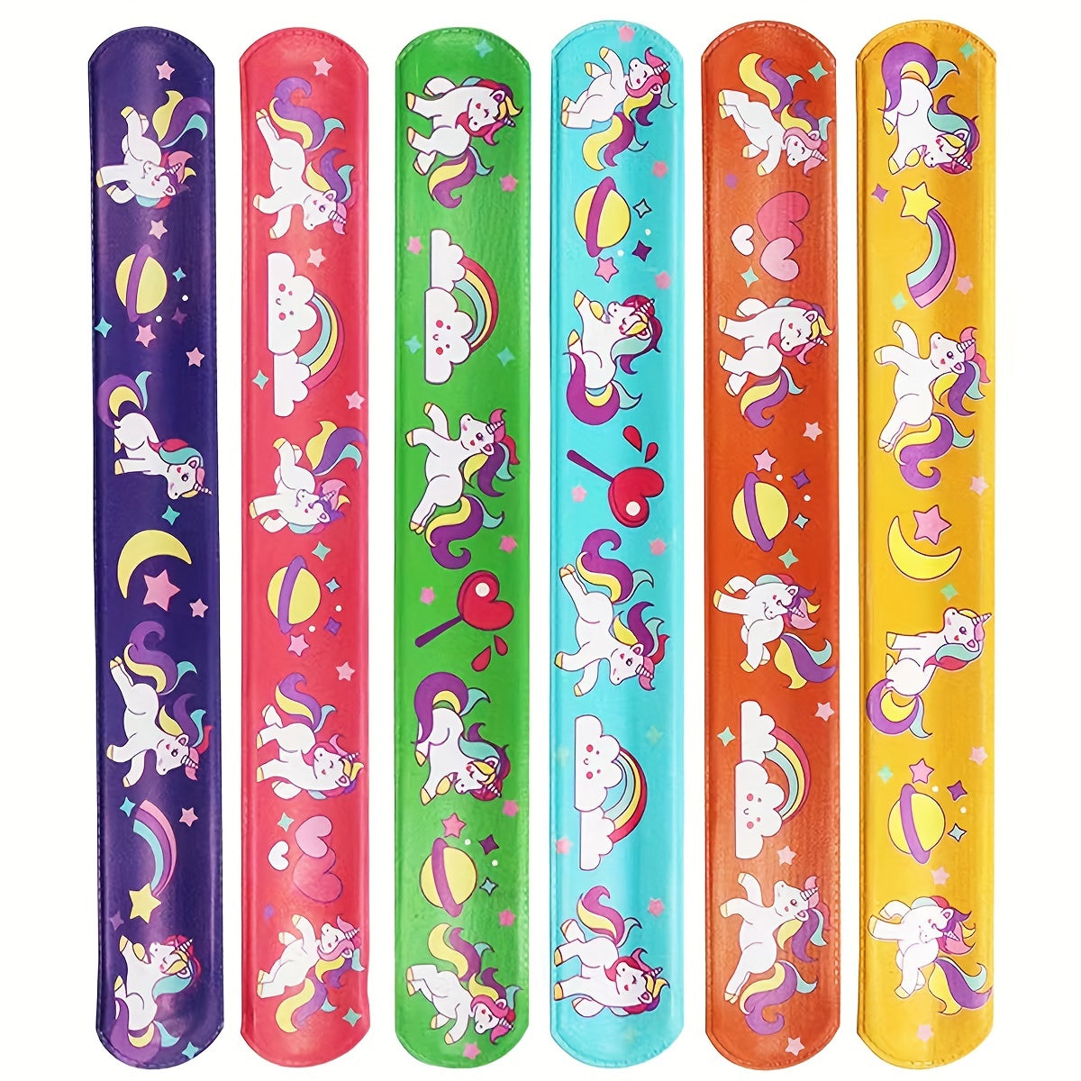12pcs Unicorn Slap Bracelets Cartoon Pop Circle Kid Toys Bracelets Party Decor