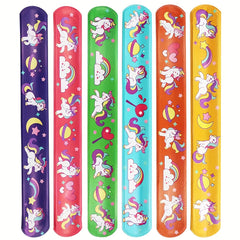 12pcs Unicorn Slap Bracelets Cartoon Pop Circle Kid Toys Bracelets Party Decor