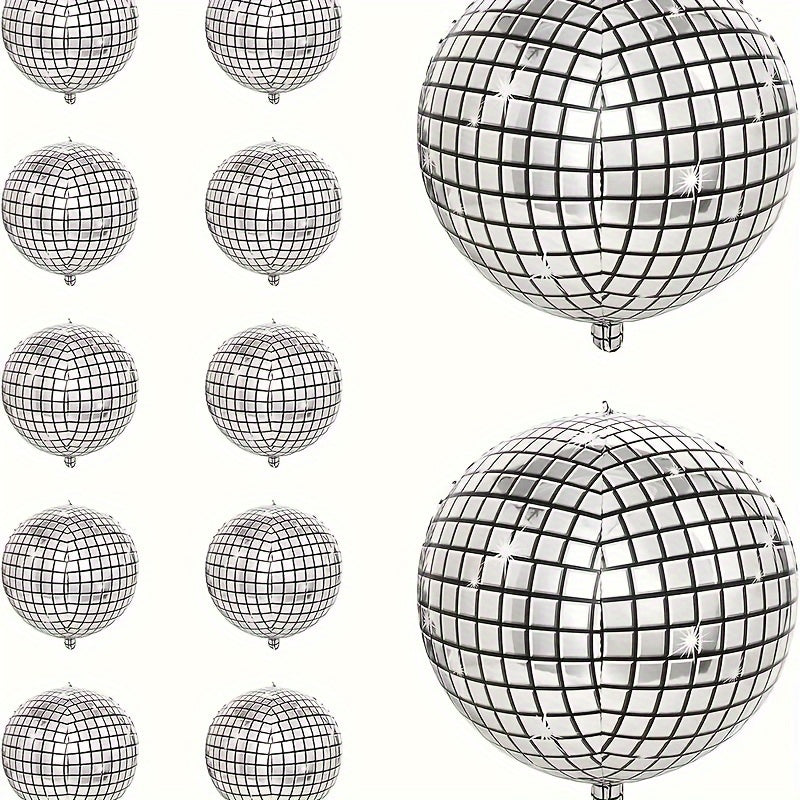 2pcs Disco Ball Balloons Metallic Mirror Balloon Dance Party Decor