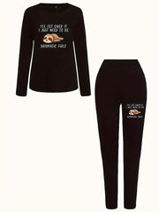 Women's Plus Sloth Print Long Sleeve Tee & Legging Outfit Set