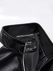 Men's Soft Shell PU Leather Jacket Windproof & Waterproof