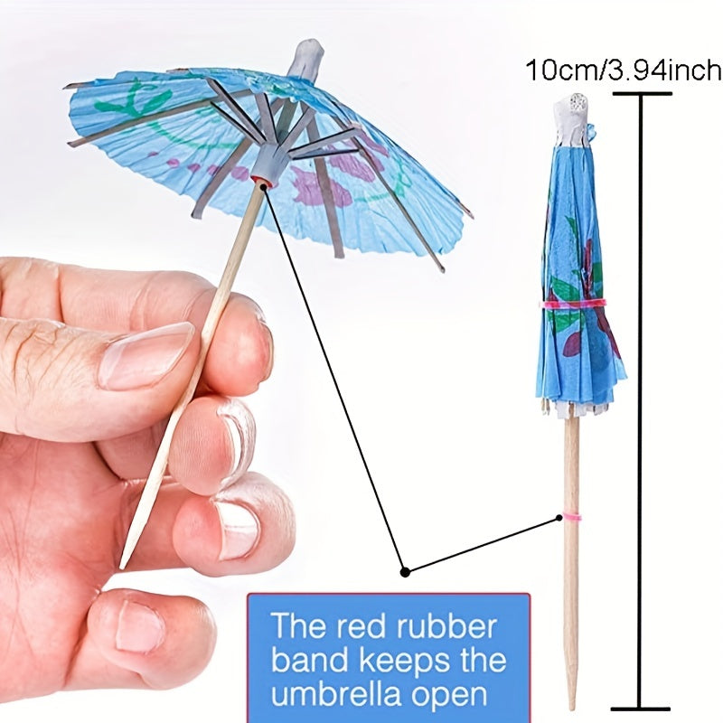50 Coconut Tree Umbrella Picks for Pool Party Decorations and Summer Supplies