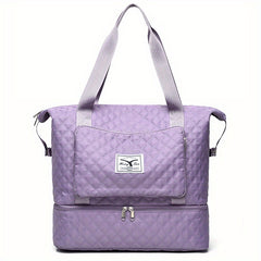 Argyle Pattern Travel Bag Large Capacity Duffel Bag with Shoes Compartment
