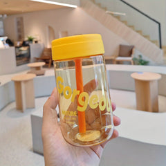 600ml Big Belly Straw Cup Portable Plastic Water Cup for Office Home Outdoor