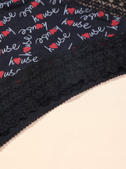  Sexy Lace Underwear Set 3pcs Letter High Stretch Panty