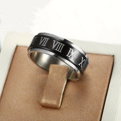 Stainless Steel Roman Numeral Spinner Ring - Anti Anxiety Spinner Rings