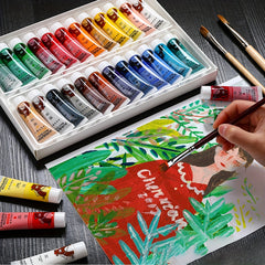36 Colors Acrylic Paint Set Watercolor Pigments Kit for Art Beginners
