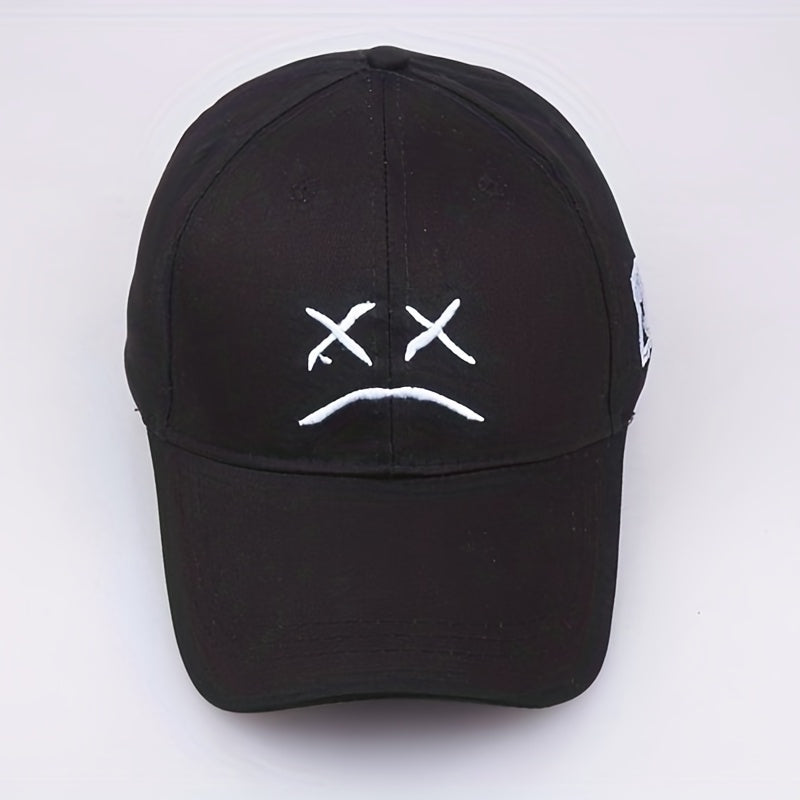 Crying Face Embroidered Baseball Cap Outdoor Sunscreen Peaked Cap