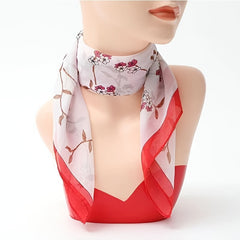 Floral Print Chiffon Scarf - Women Neckerchief Face Mask Accessories