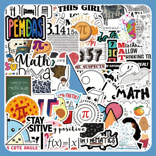 50pcs Math Sticker Phone Laptop Water Cup Waterproof Decoration Sticker