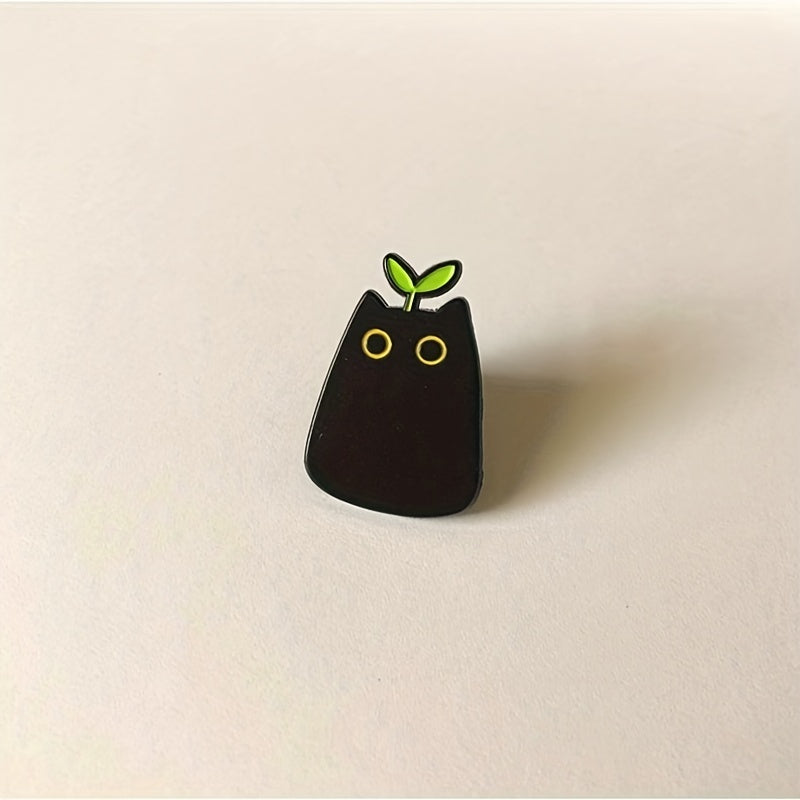 Aluminum Grass on Cat's Head Enamel Pin