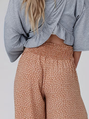  Floral Print High Waist Wide Leg Pants