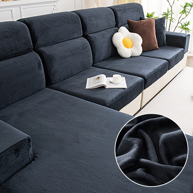Plush Sofa Slipcover Anti Slip Elastic Sofa Cover for Home Decoration