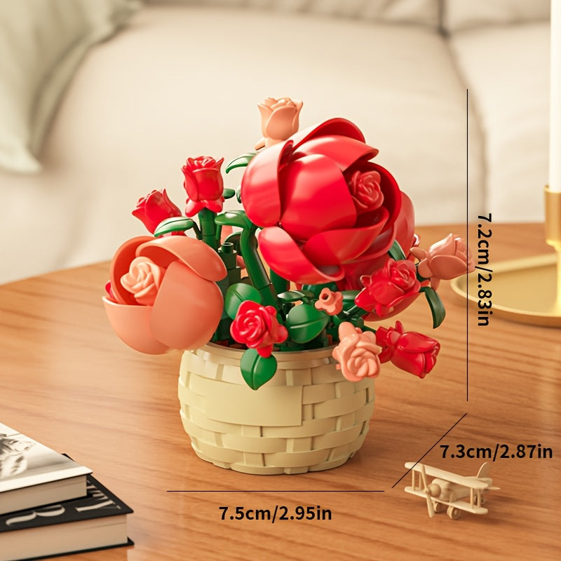 Building Blocks Flower Basket Eternal Bouquet Assembly Toys
