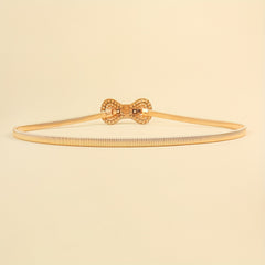 Rhinestone Bow Waist Chain Elastic Belt for Women