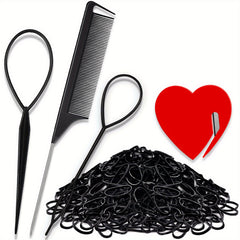 1004pcs Hair Accessories Set Small Rubber Bands Cutter Rat Tail Comb