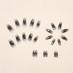 24 pcs Moon & Star French Tip Press On Nails Medium Square Acrylic False Nails