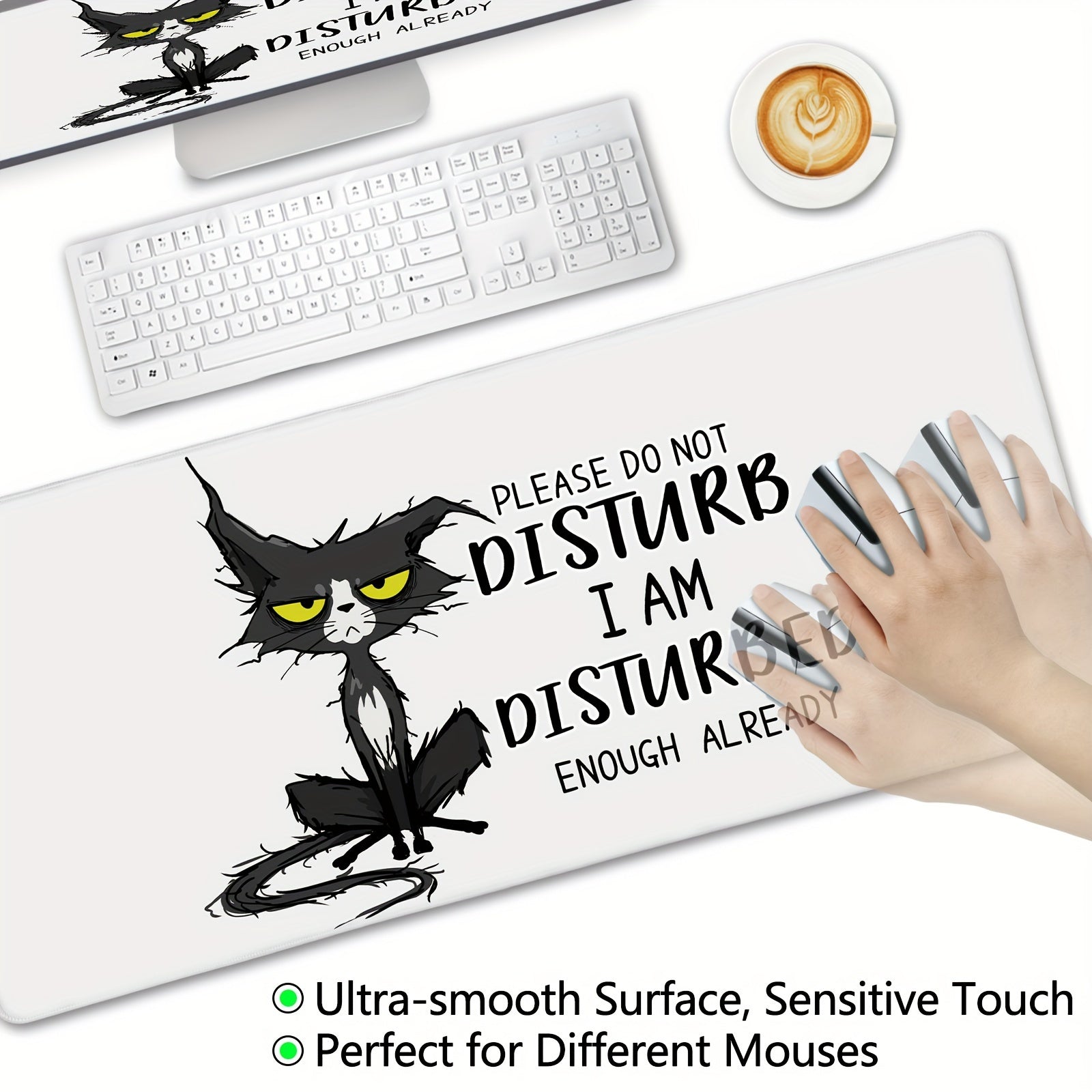 Cat Motivational Quote Rubber Table Mat Mouse Pad