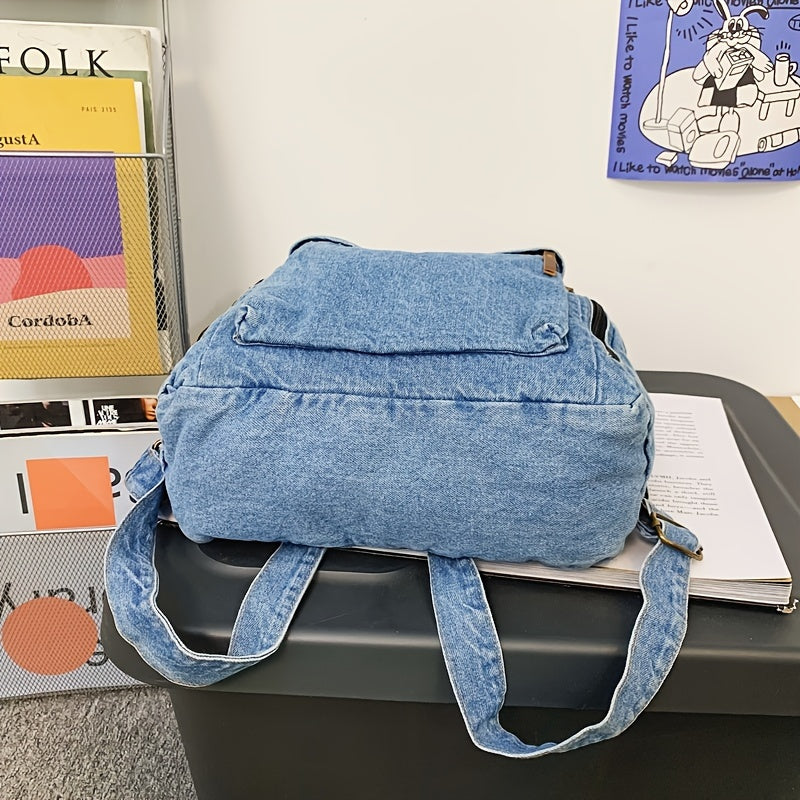 Stylish Denim Backpack with Laptop Compartment