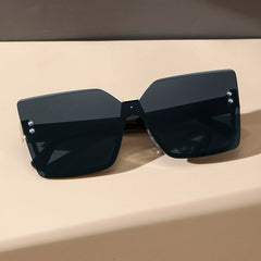 Square Rimless Sunglasses Retro Gradient UV400 Sun Shades for Summer Beach