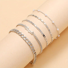 5 Pcs Hollow Chain Bracelet Minimalist Stackable Chain Bracelet