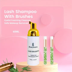 Lash Shampoo 60ml & 2 Brushes Eyelash Cleanser for Extensions & Lashes