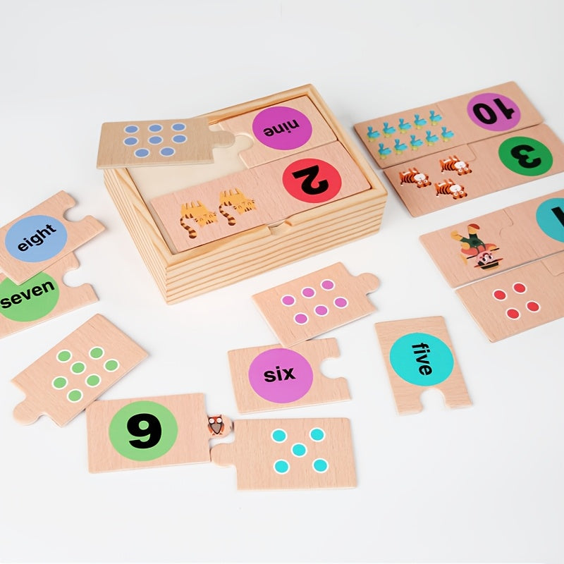 Wooden Animal Counting Puzzle Toy for Kids Educational Game